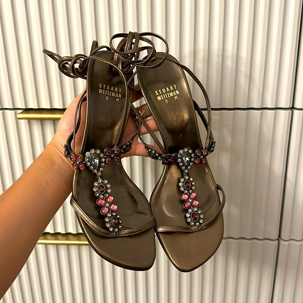 ⚡️Stuart•Weitzman Goddess✨Jewel•Embellished Wrap Heels